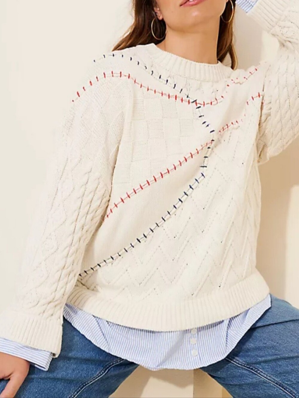 Anthropologie Chic Baseball Twofer Sweater. Pullover